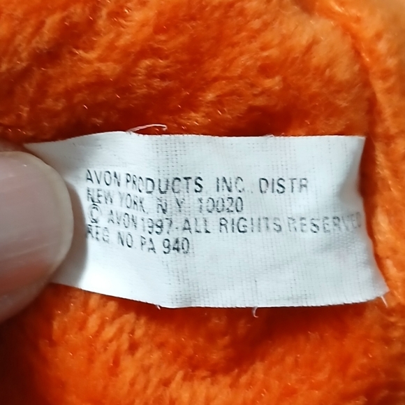 Vintage Avon Bernard 8in.Orange Plush Bear 1997. No Tag, Like New, - Picture 4 of 5